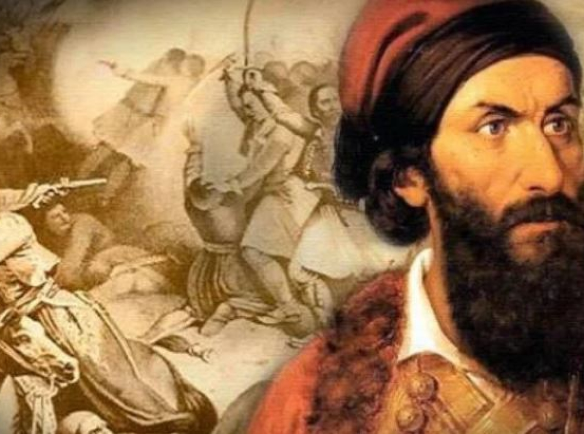 Ο γενναίος μαχητής Παπαφλέσας προσφέρει τη ζωή του για την ελευθερία του υπόδουλου Ελληνισμού και της Ορθοδοξίας στο Μανιάκι